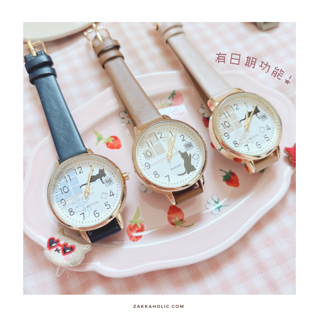 Playful Cat Calendar Watch 貓腦剪影日期錶 女裝 手錶 女錶