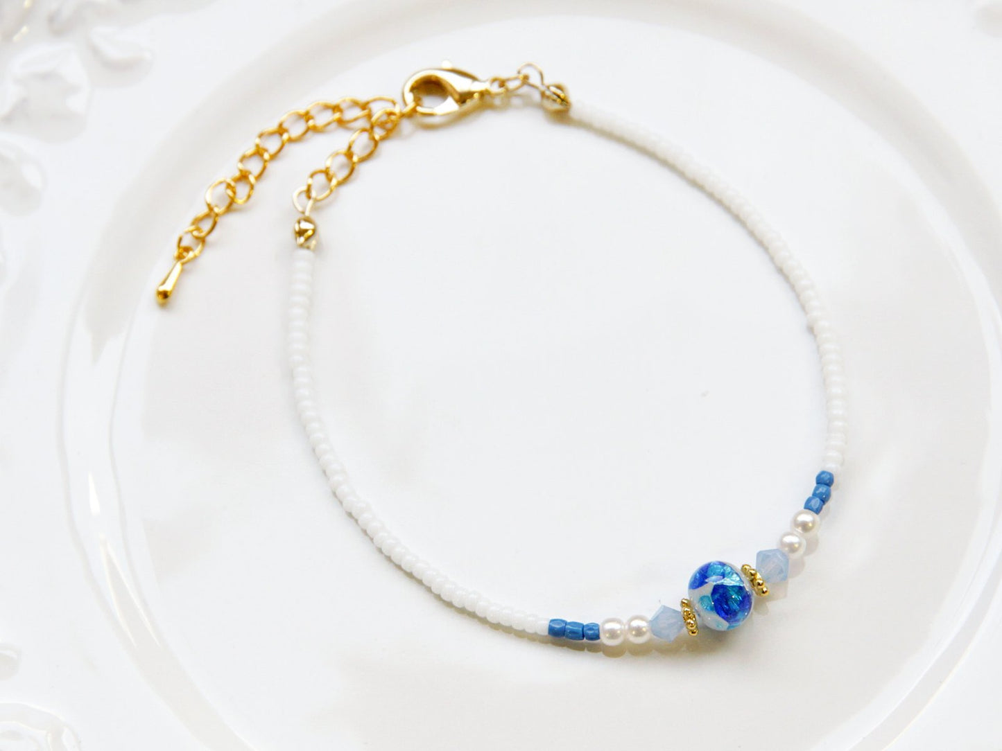Jeenar Okinawa White Hotaru Glass 沖繩白螢琉璃手鏈 BRW-49