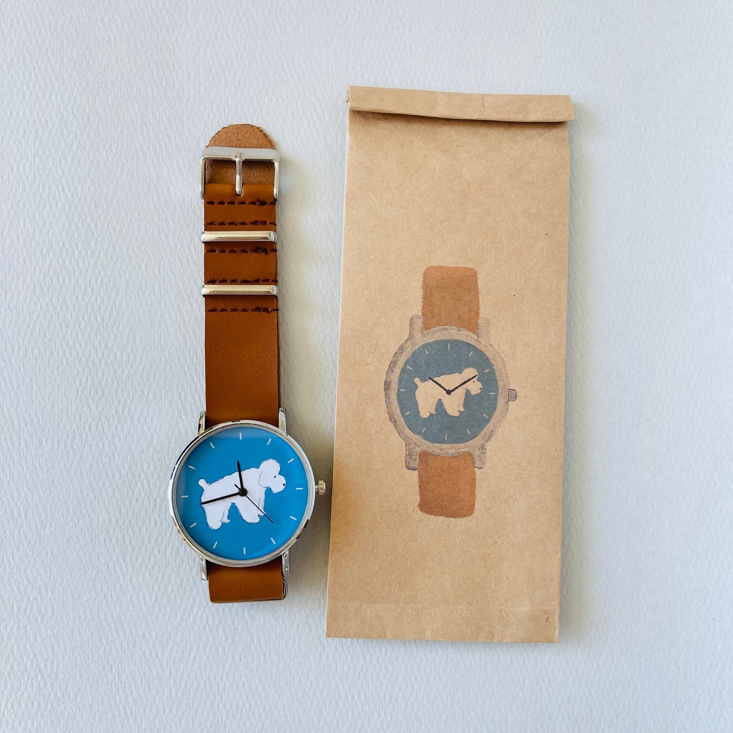 びとbito - Handicraft Watch 日本手工錶 - 貴婦狗 (藍底)