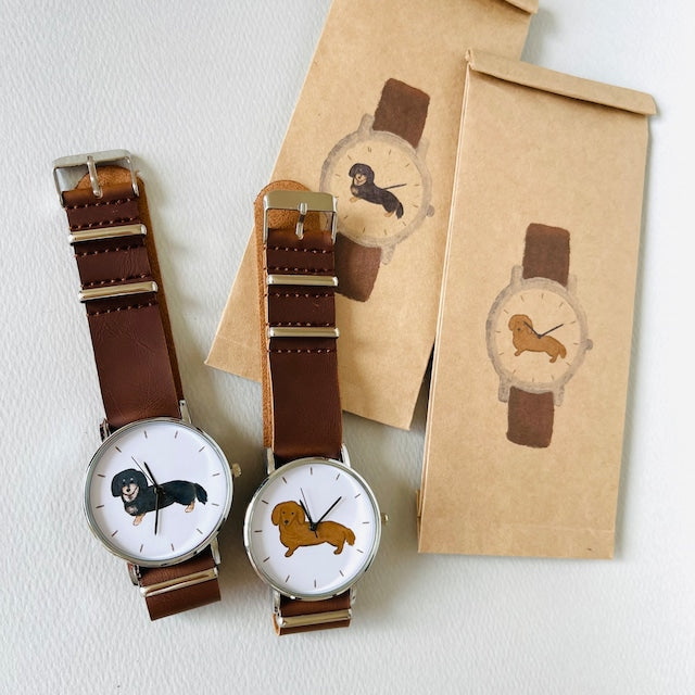 びとbito - Handicraft Watch 日本手工錶 - 黑臘腸犬