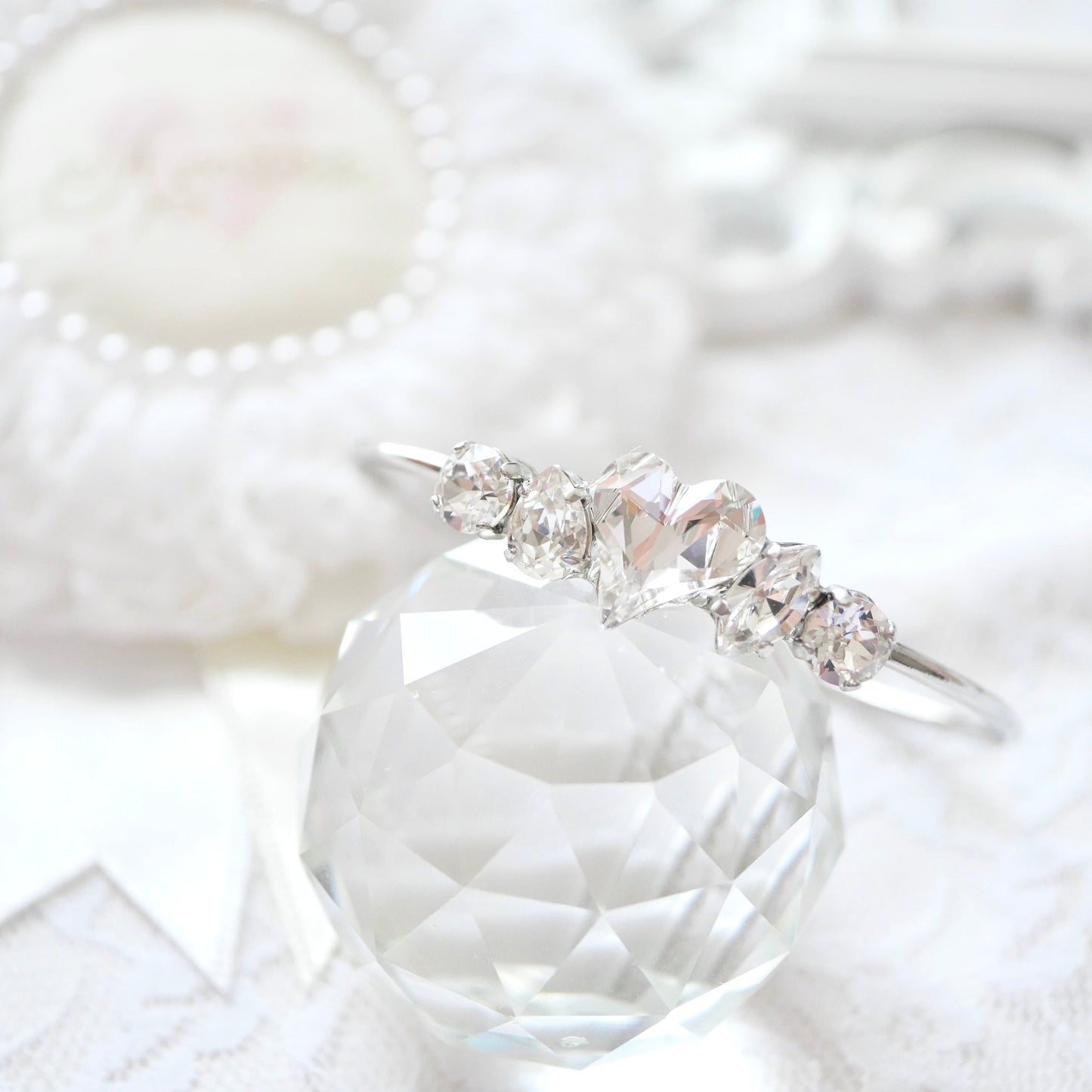Amooo - 日本手作 ❤︎ Swarovski Bangle 甜美心心施華洛世水晶手鈪 #799