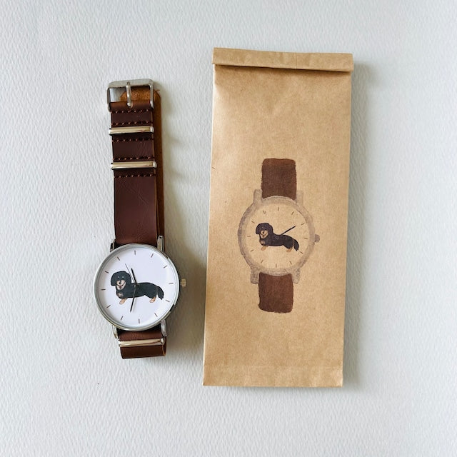 びとbito - Handicraft Watch 日本手工錶 - 黑臘腸犬