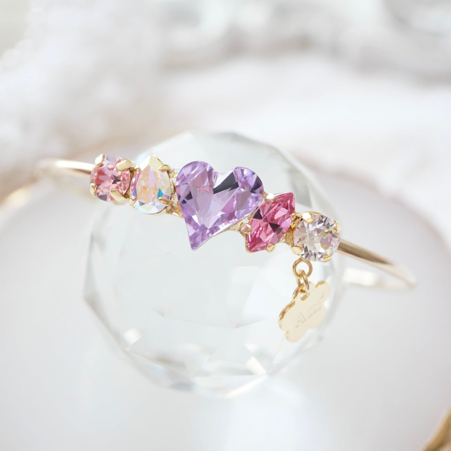 Amooo - 日本手作 ❤︎ Swarovski Bangle 甜美心心施華洛世水晶手鈪 #799