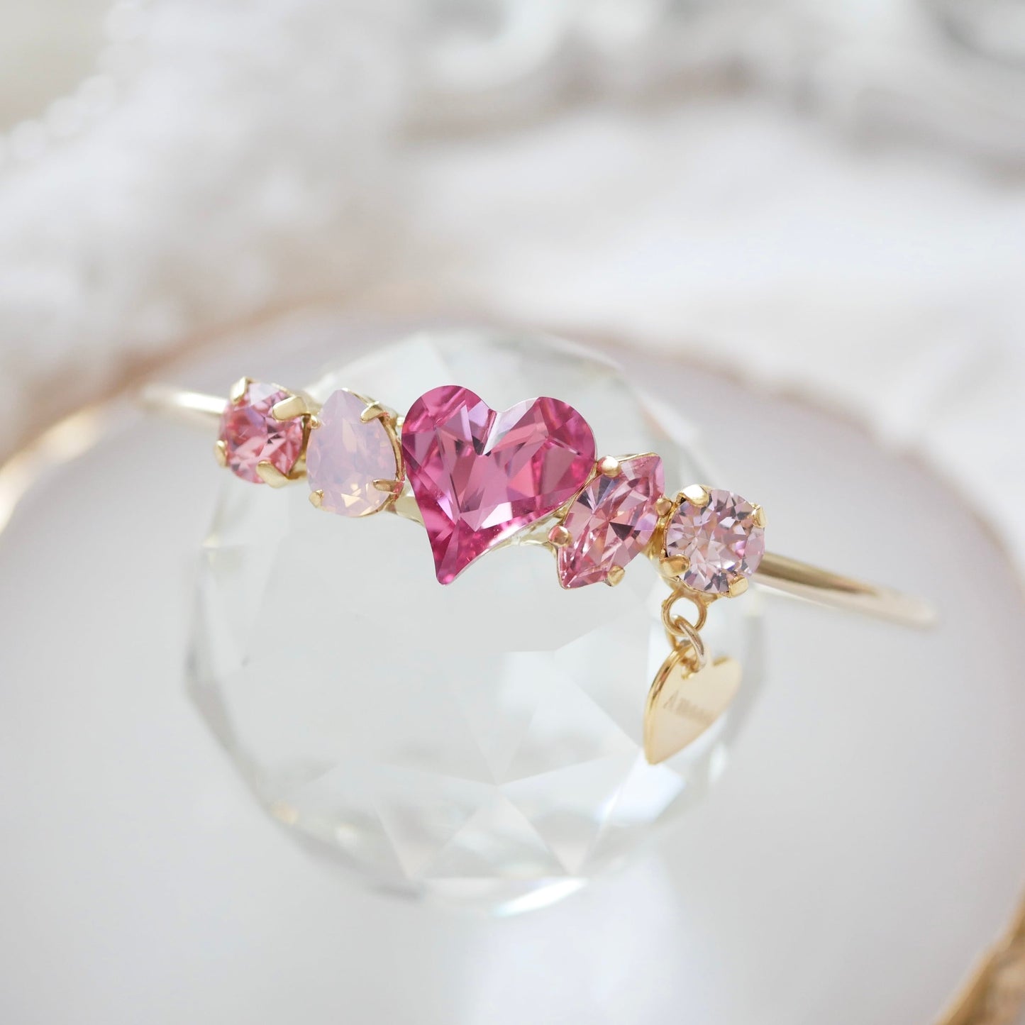 Amooo - 日本手作 ❤︎ Swarovski Bangle 甜美心心施華洛世水晶手鈪 #799