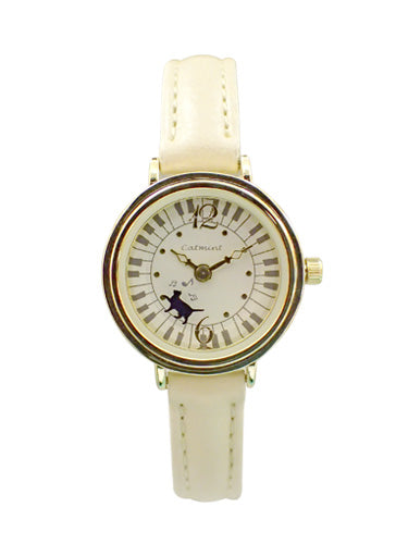 新年轉出好運! Antique Moveable Cat Walk Piano Watch 女裝 復古鋼琴貓貓轉動手錶