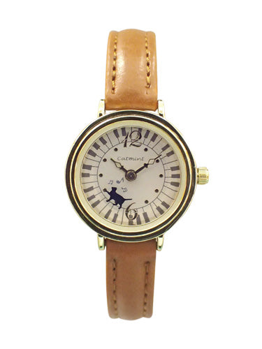 新年轉出好運! Antique Moveable Cat Walk Piano Watch 女裝 復古鋼琴貓貓轉動手錶