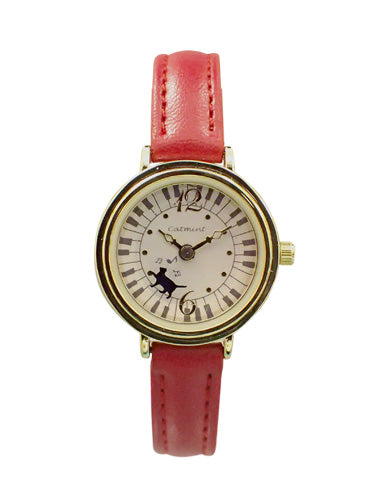 新年轉出好運! Antique Moveable Cat Walk Piano Watch 女裝 復古鋼琴貓貓轉動手錶