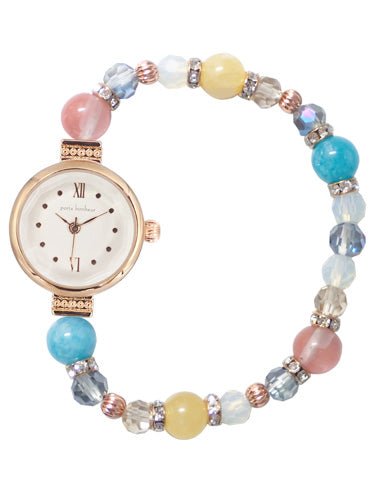 Natural Stone Bracelet Watch 天然石手鏈錶 粉晶 天河石 黃玉