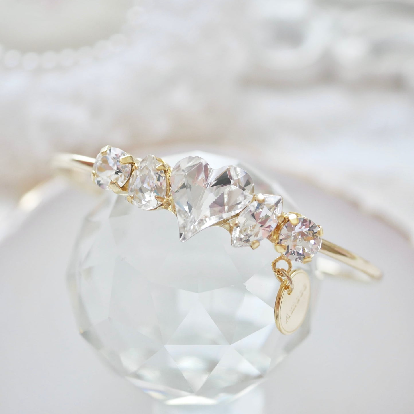 Amooo - 日本手作 ❤︎ Swarovski Bangle 甜美心心施華洛世水晶手鈪 #799