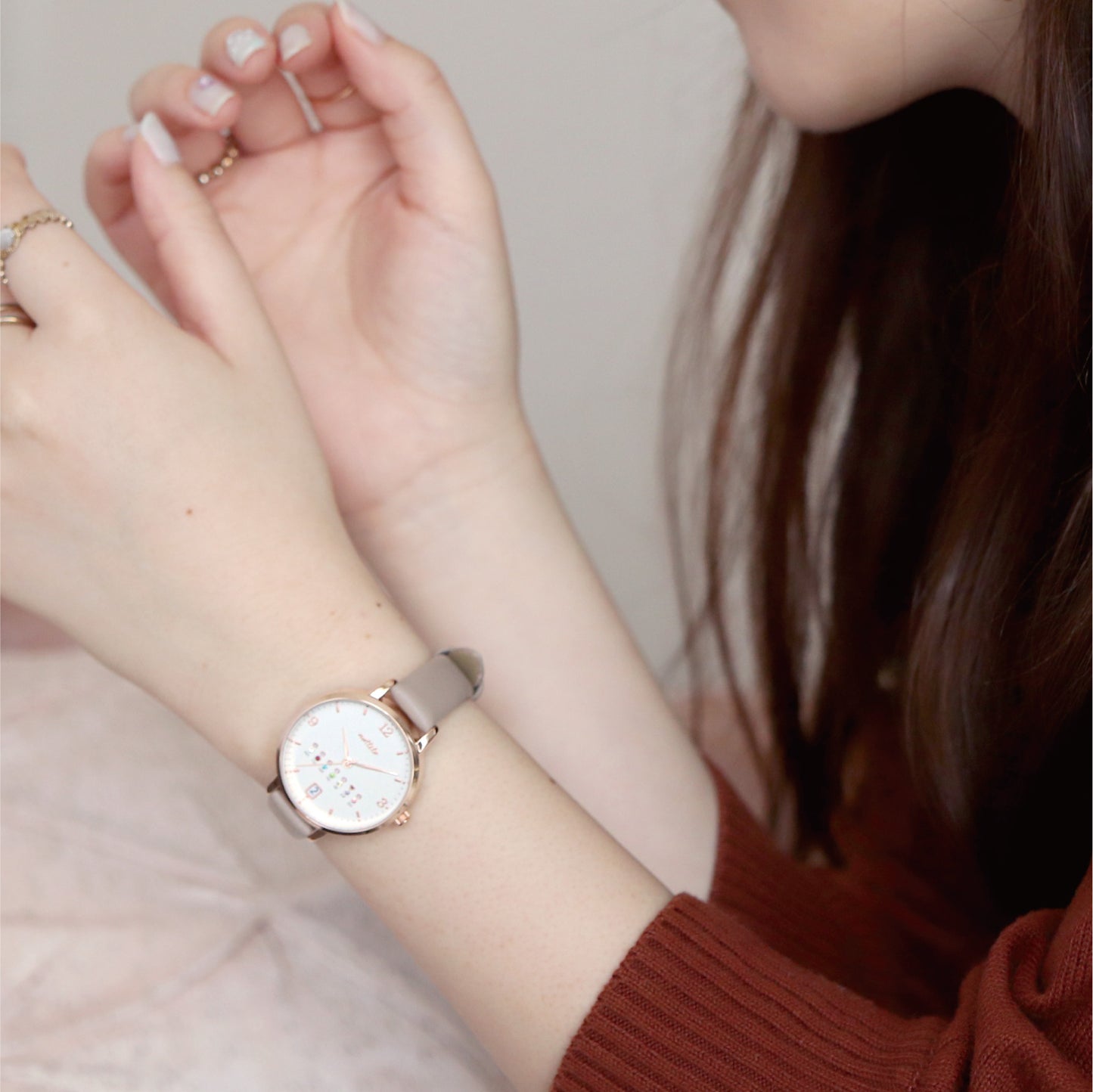 Calendar Watch Morandi Colors 女裝 莫蘭迪色寶石日期手錶
