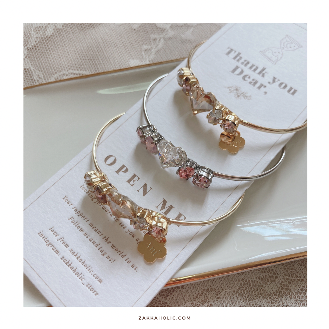 Amooo - 日本手作 ❤︎ Swarovski Bangle 甜美心心施華洛世水晶手鈪 #799