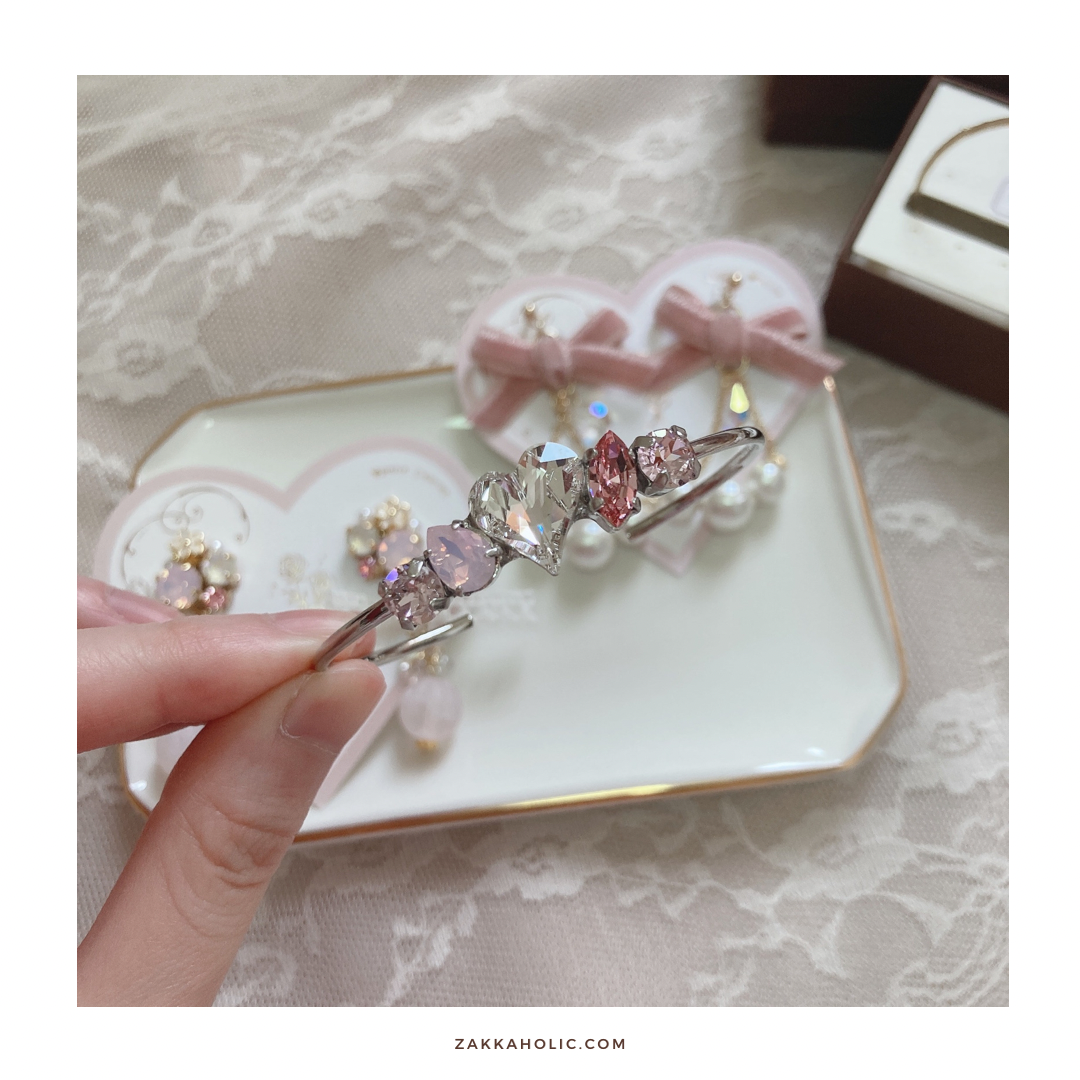 Amooo - 日本手作 ❤︎ Swarovski Bangle 甜美心心施華洛世水晶手鈪 #799