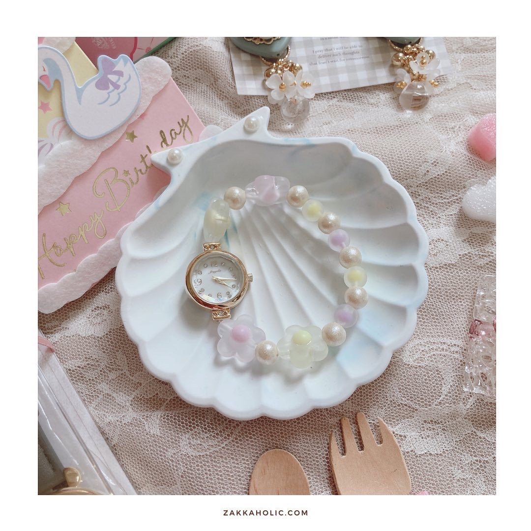Water Proof Bracelet Watch 防水夏日花花幻彩珠珠手鏈錶 女裝