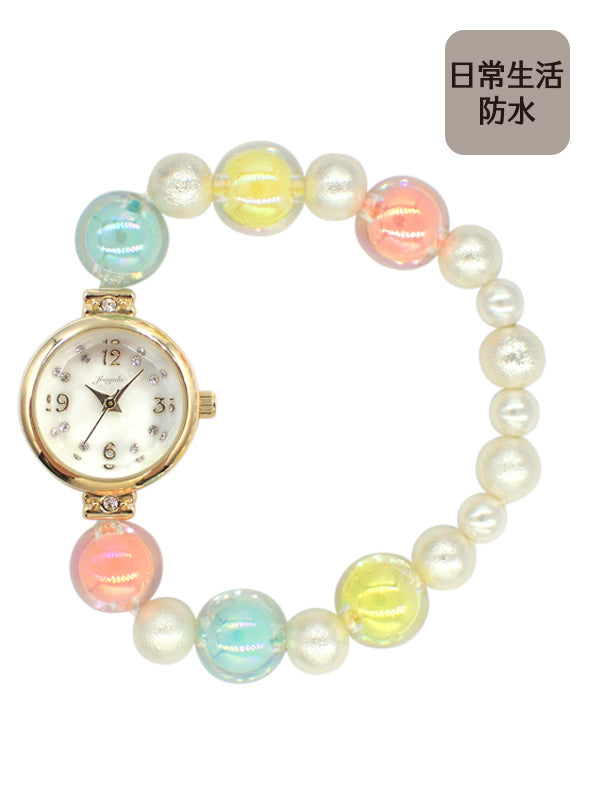 Water Proof Bracelet Watch 防水夏日花花幻彩珠珠手鏈錶 女裝