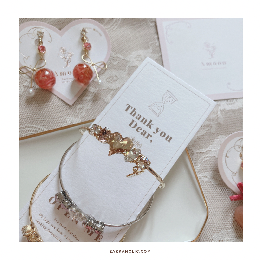 Amooo - 日本手作 ❤︎ Swarovski Bangle 甜美心心施華洛世水晶手鈪 #799