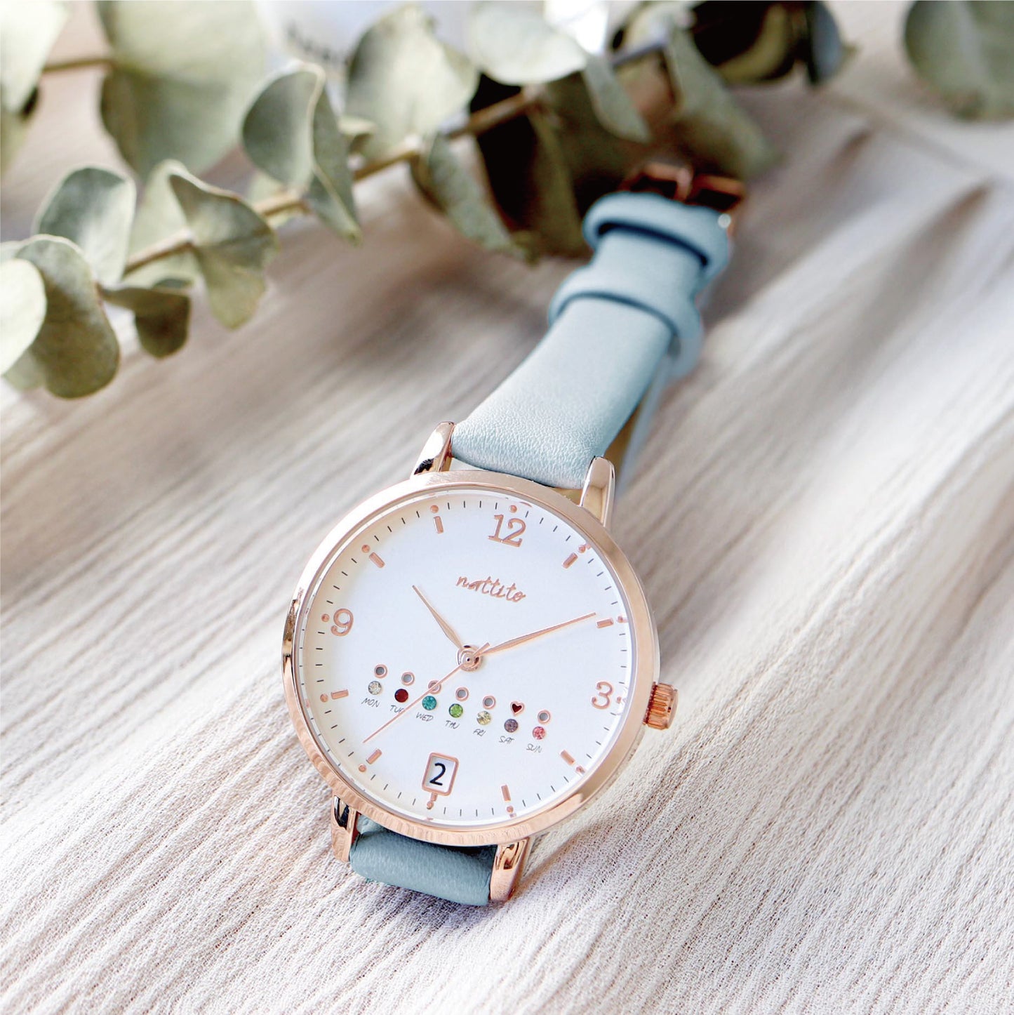 Calendar Watch Morandi Colors 女裝 莫蘭迪色寶石日期手錶