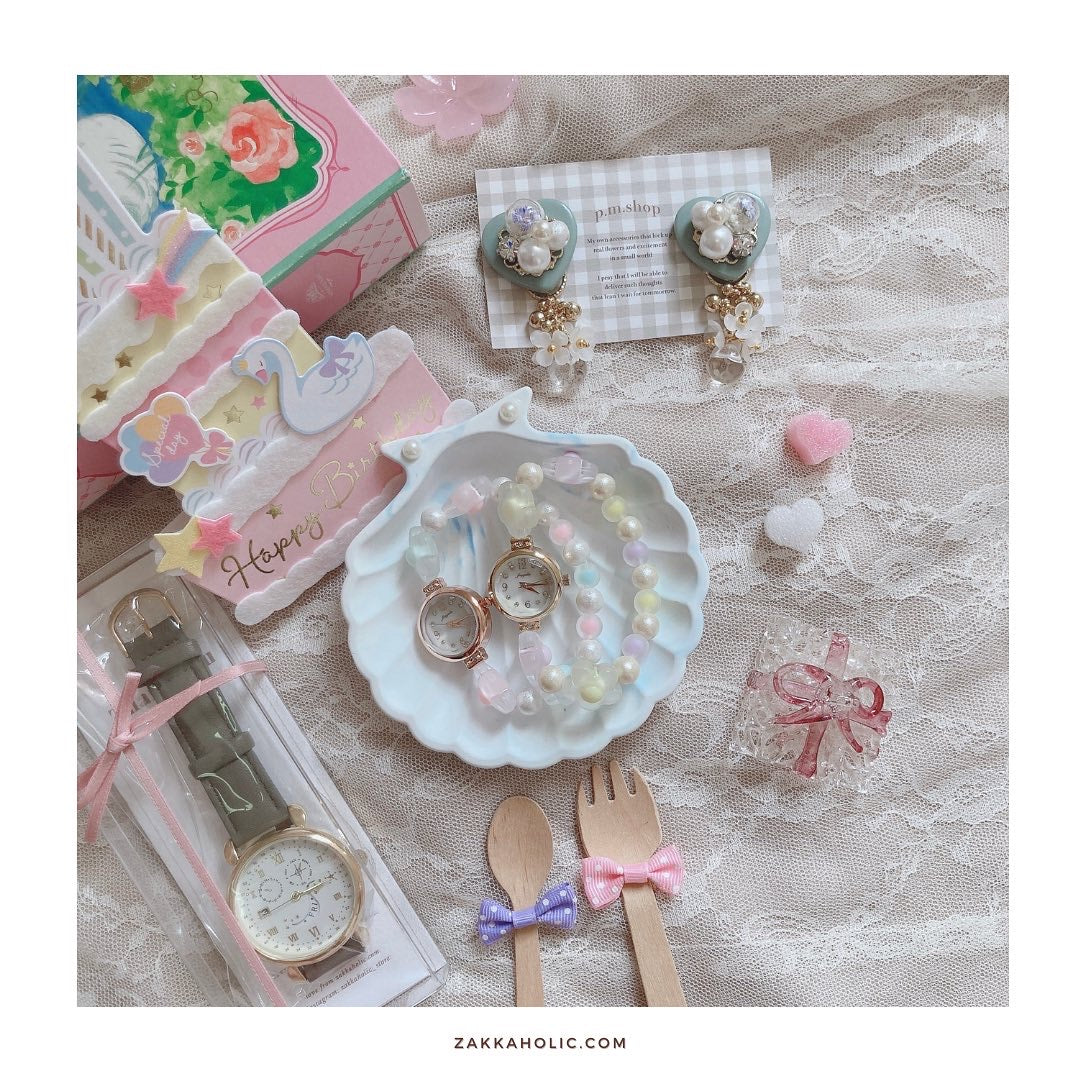 Water Proof Bracelet Watch 防水夏日花花幻彩珠珠手鏈錶 女裝