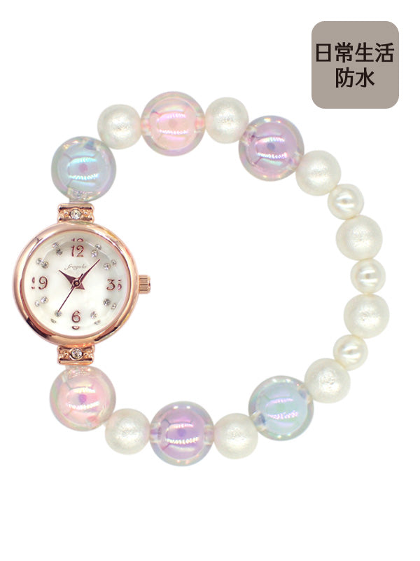 Water Proof Bracelet Watch 防水夏日花花幻彩珠珠手鏈錶 女裝