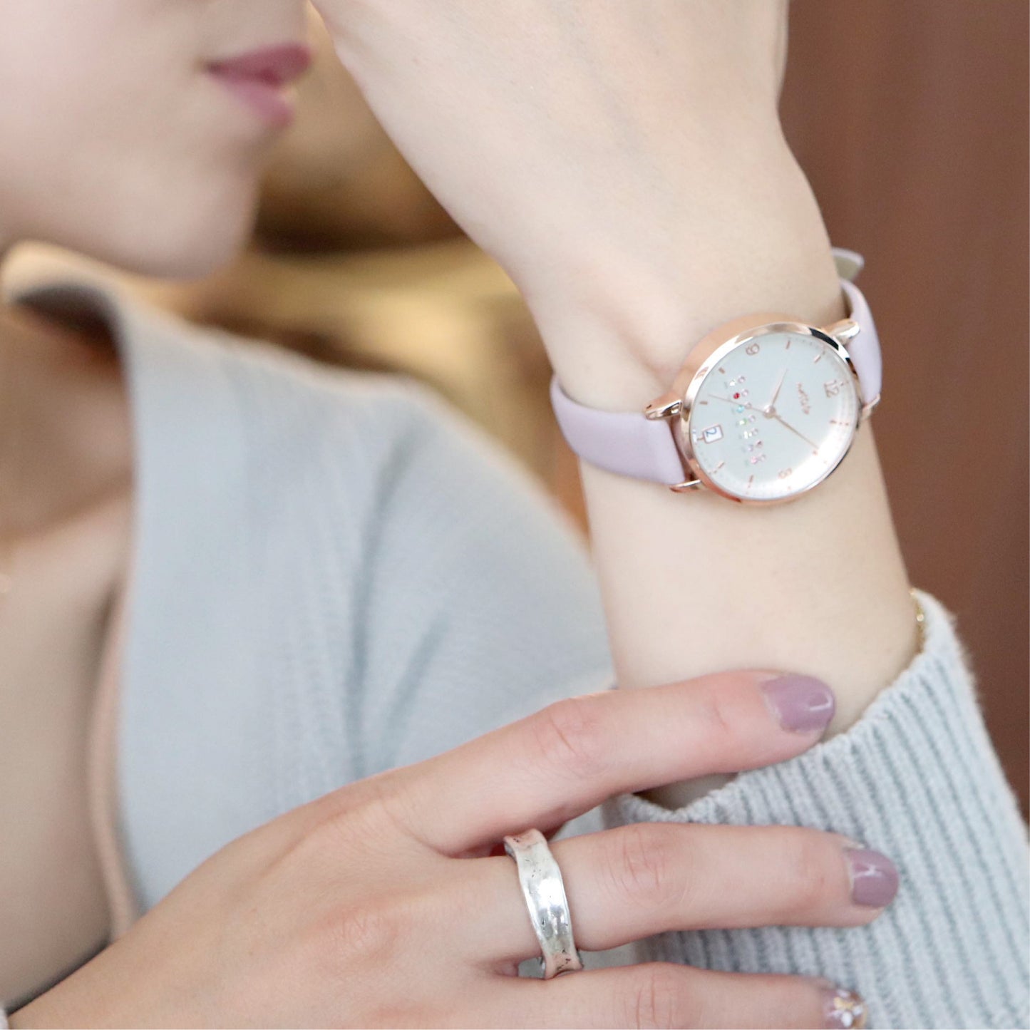 Calendar Watch Morandi Colors 女裝 莫蘭迪色寶石日期手錶