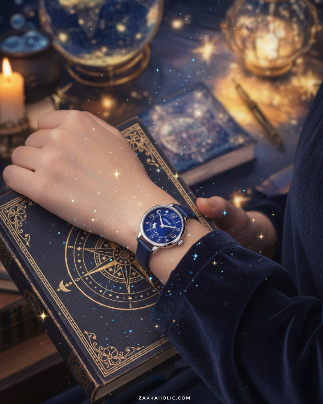 Antique Moveable Cat Walk Starry Night Watch  女裝 夜空 星空貓貓轉動手錶
