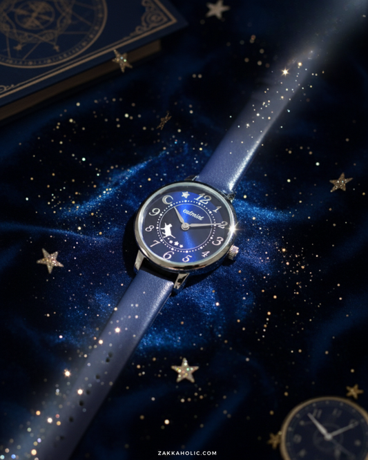 Antique Moveable Cat Walk Starry Night Watch  女裝 夜空 星空貓貓轉動手錶