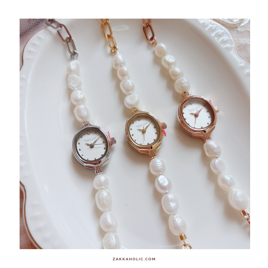 天然珍珠手鏈錶 珍珠手錶 Made in Tokyo Watch Natural Pearl Bracelet Watch Grand Jour