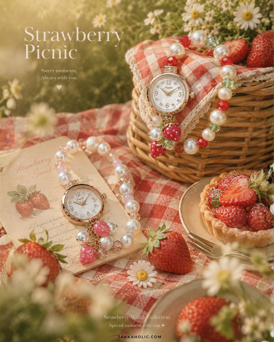 Strawberry Bracelet Watch 草莓/士多啤梨手鏈錶 女裝 [日常防水]