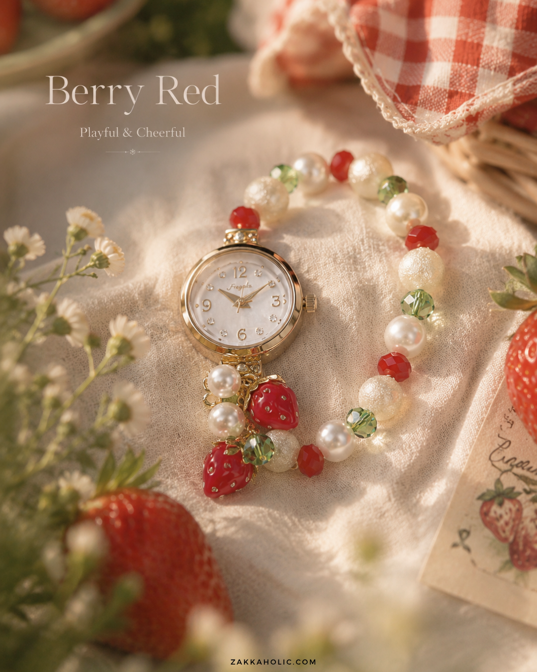Strawberry Bracelet Watch 草莓/士多啤梨手鏈錶 女裝 [日常防水]