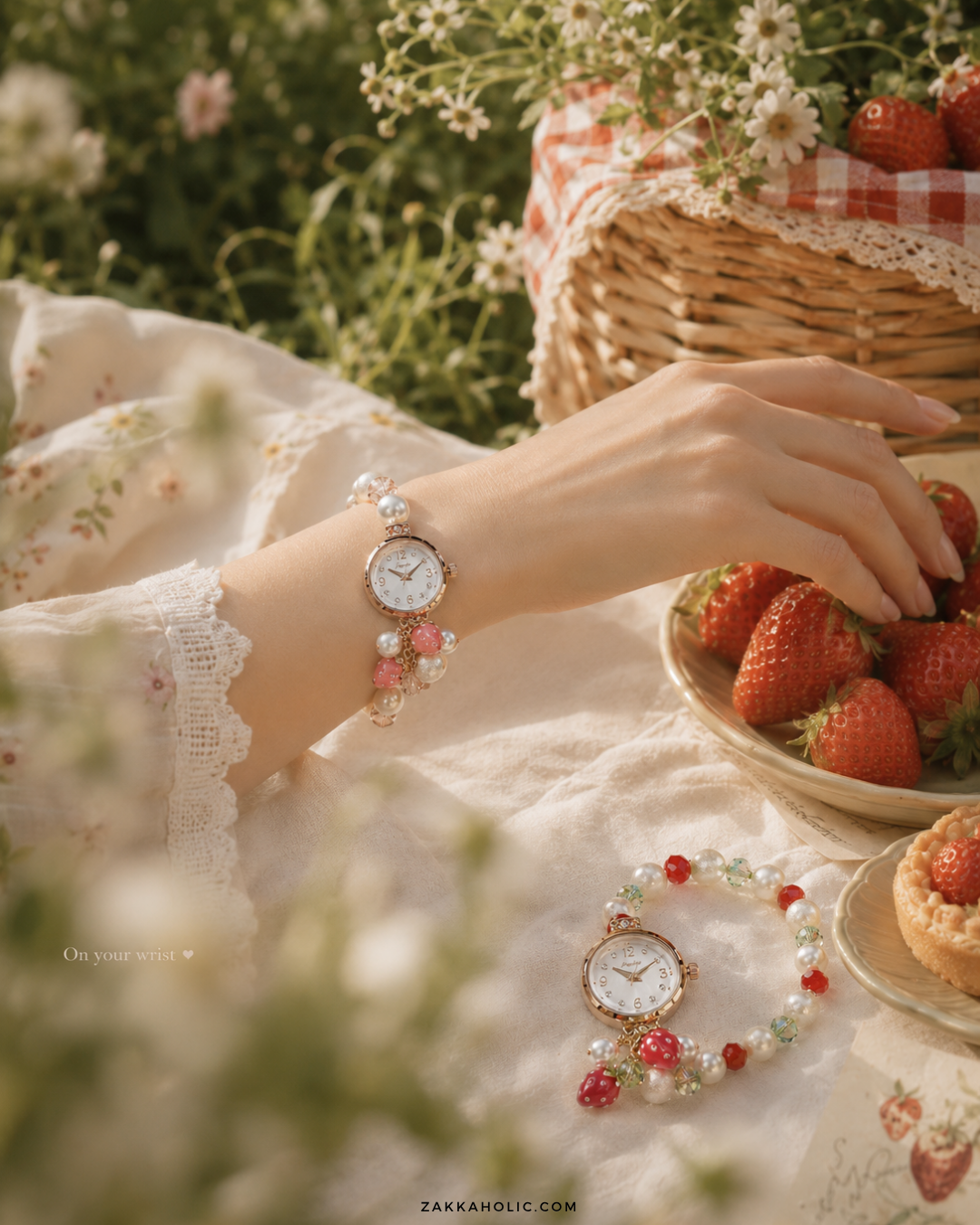 Strawberry Bracelet Watch 草莓/士多啤梨手鏈錶 女裝 [日常防水]