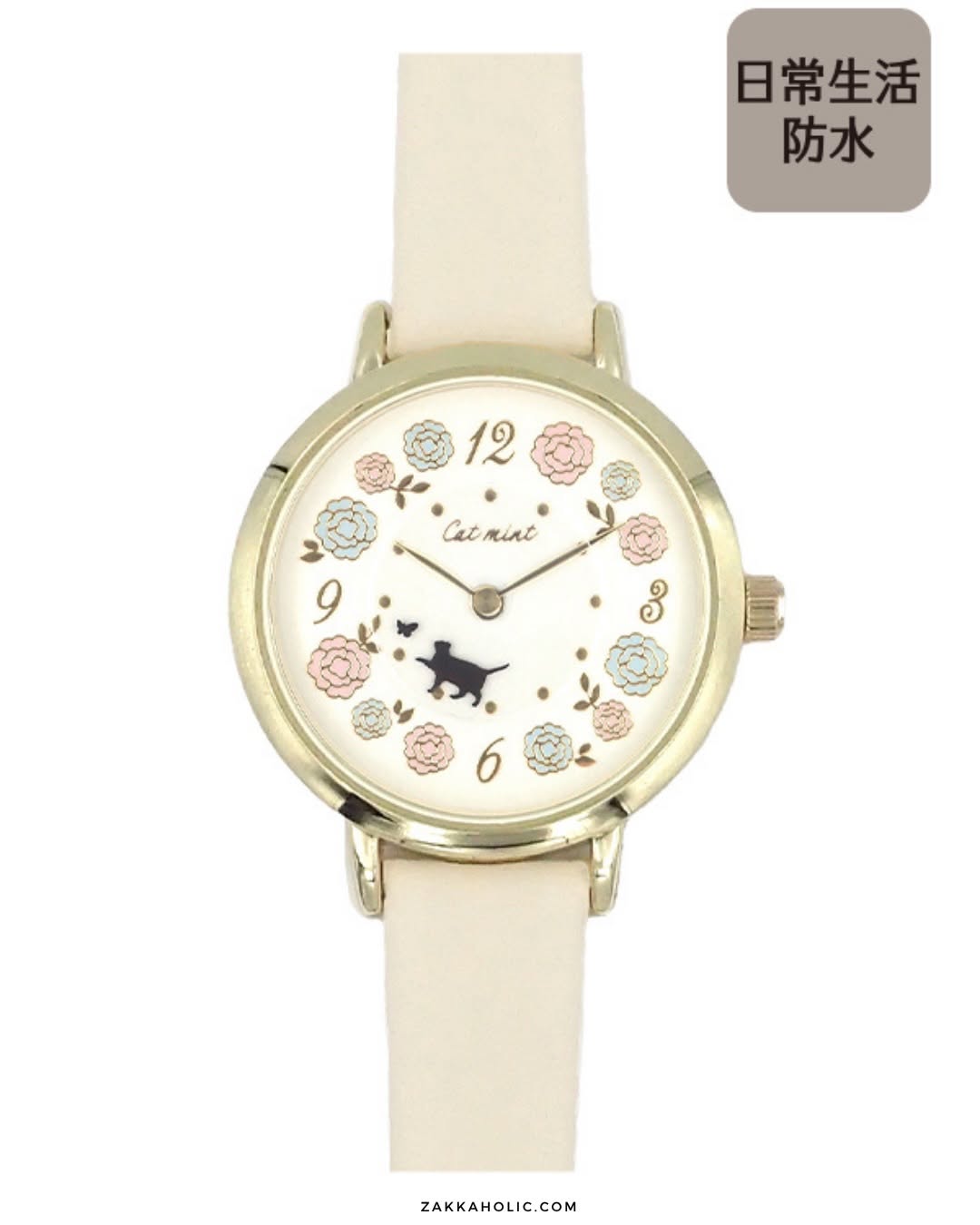Pastel Floral Moveable Cat Walk Watch ༘⋆✿  女裝 春日花海貓貓轉動手錶 [日常防水]