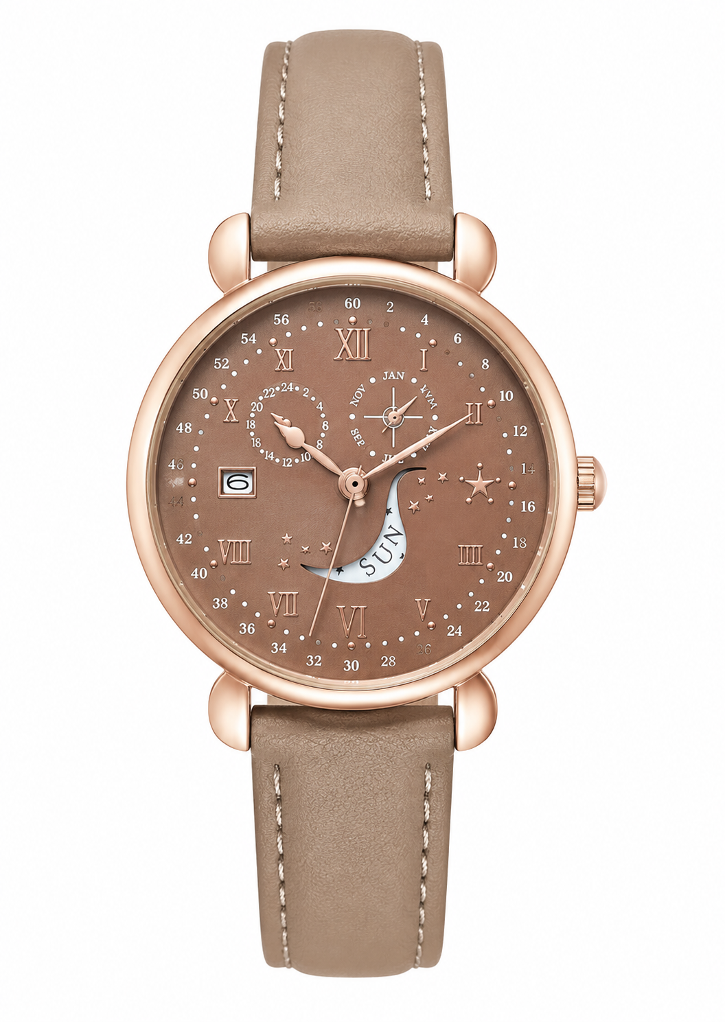 [自家] Make a Wish Calendar Watch 星願日期星期錶 女裝 情侶錶 mocha mousse