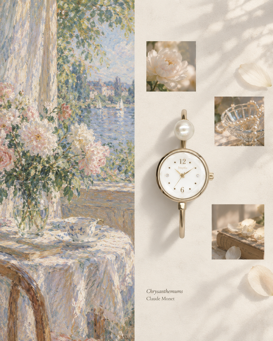 [超輕身!] 女裝 Bangle Watch 簡約單粒珍珠手環錶 手鈪錶