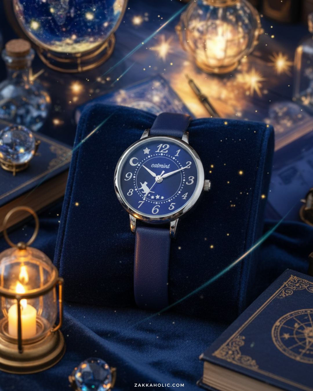 Antique Moveable Cat Walk Starry Night Watch  女裝 夜空 星空貓貓轉動手錶