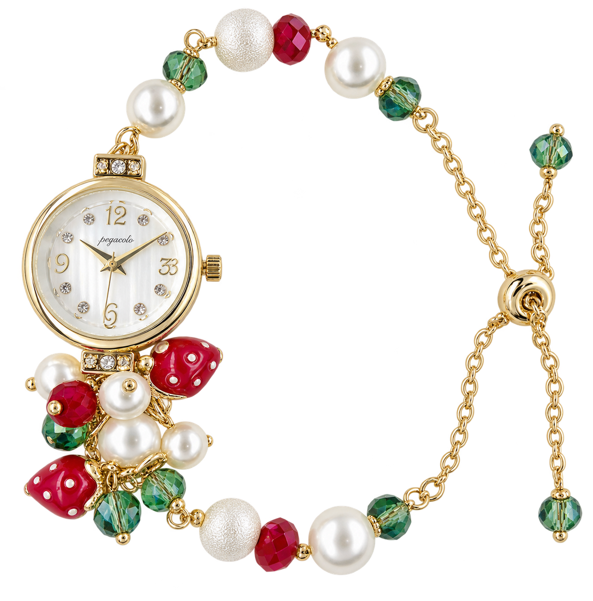 [可調長短] Strawberry Bracelet Chain Watch 士多啤梨/ 草莓手鏈錶｜女裝｜日常防水｜生日禮物