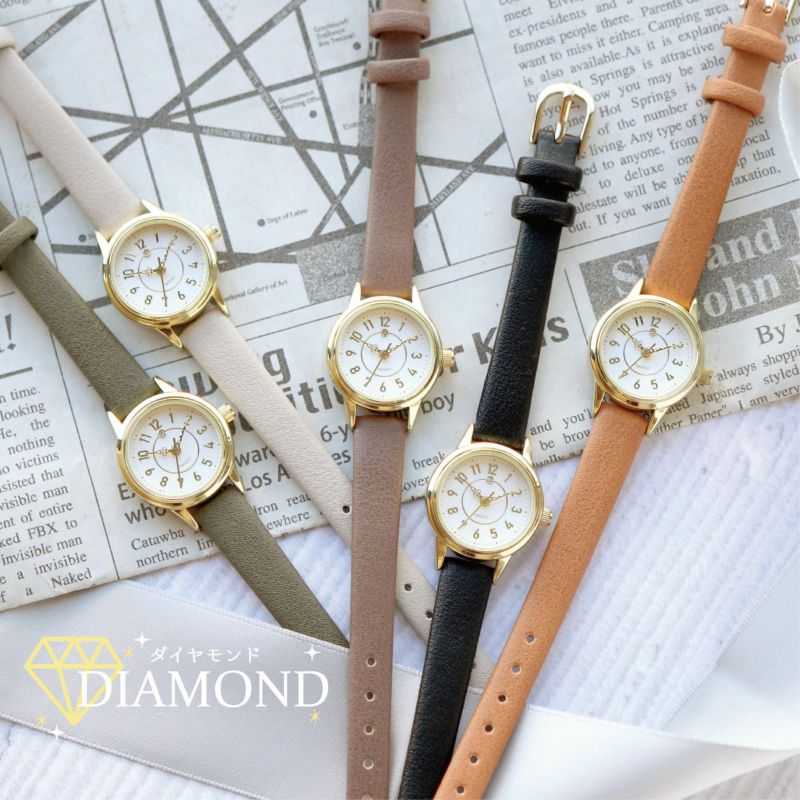 [4月份天然石] Antique Affordable Diamond Watch 復古單粒天然鑽石手錶 女裝