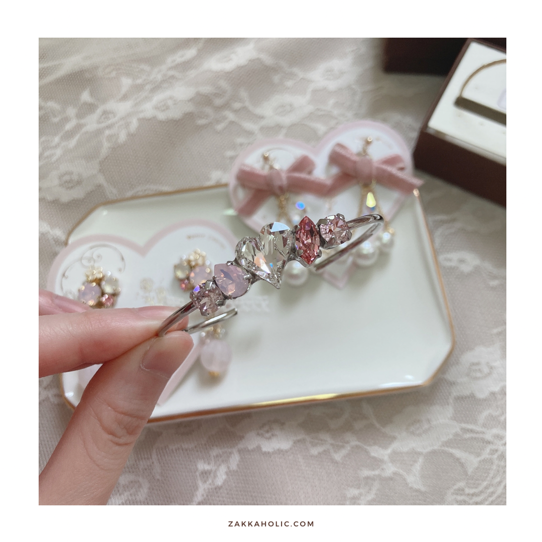 Amooo - 日本手作  ❤︎ Swarovski Bangle 甜美心心施華洛世水晶手鈪 #799