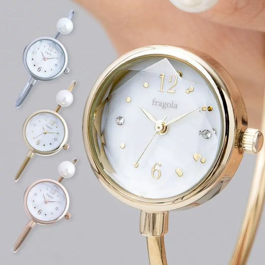 [超輕身!] 女裝 Bangle Watch 簡約單粒珍珠手環錶 手鈪錶