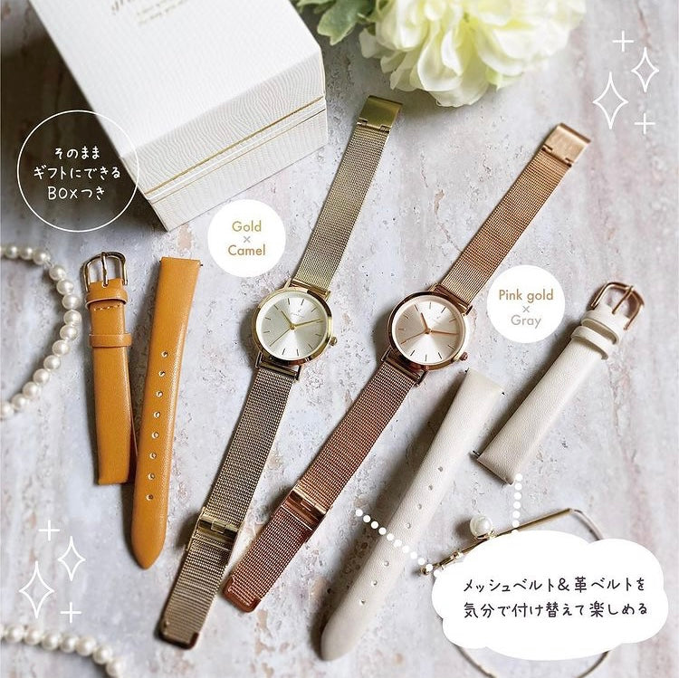 Grand Jour Changeable Belt Watch Set  女裝 可轉換錶帶 鋼/皮帶2用