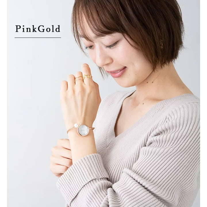 [超輕身!] 女裝 Bangle Watch 簡約單粒珍珠手環錶 手鈪錶