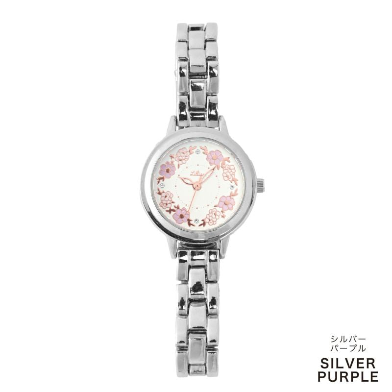 [防水] Flower Metal Watch 復古花圈鋼錶 女裝